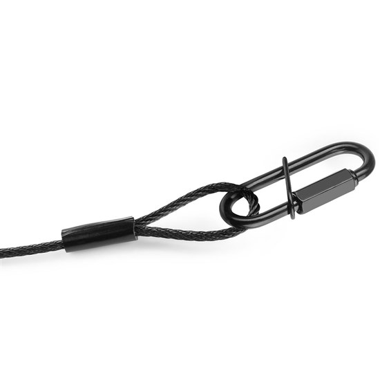 Beamz SAF75 Black Coated Safety Cable 3mm Thick w/ Locking Caribiner / 30kg Load