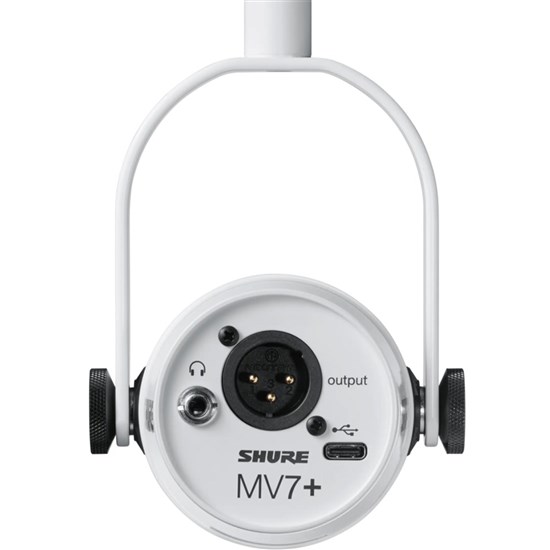 Shure Motiv MV7+ USB / XLR Dynamic Podcasting Microphone w/ LED Touch Panel (White)